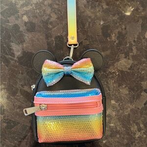 Loungefly Disney Parks Minnie Mouse Pastel Rainbow Belt Bag Wristlet